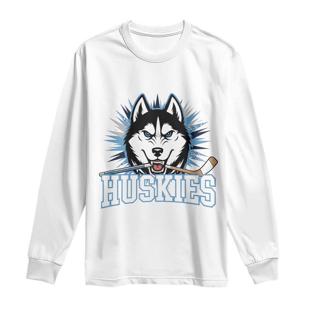 Cool Siberian Husky Ice Hockey Long Sleeve Shirt Gift For Dog Lovers TS12 White Print Your Wear
