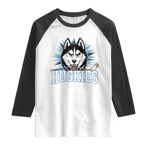 Cool Siberian Husky Ice Hockey Raglan Shirt Gift For Dog Lovers TS12 White Black Print Your Wear