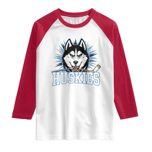 Cool Siberian Husky Ice Hockey Raglan Shirt Gift For Dog Lovers TS12 White Red Print Your Wear