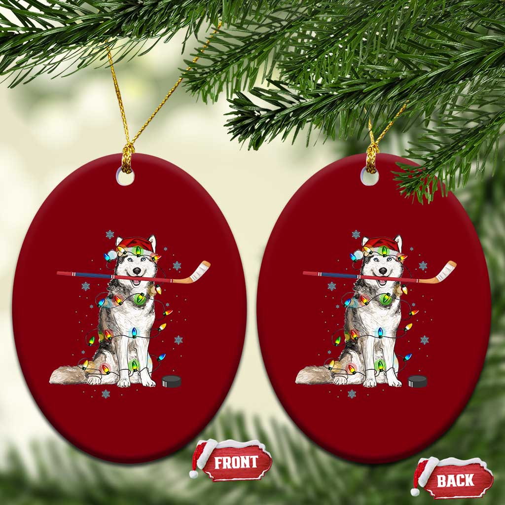 Funny Christmas Husky Ice Hockey Player Holiday Gift Ceramic Ornament TS12 Print Your Wear