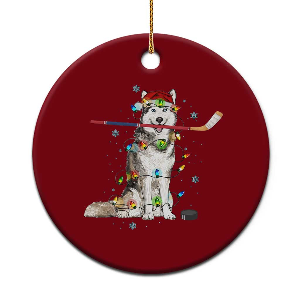 Funny Christmas Husky Ice Hockey Player Holiday Gift Ceramic Ornament TS12 1pc Red Print Your Wear