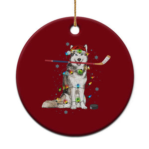 Funny Christmas Husky Ice Hockey Player Holiday Gift Ceramic Ornament TS12 1pc Red Print Your Wear