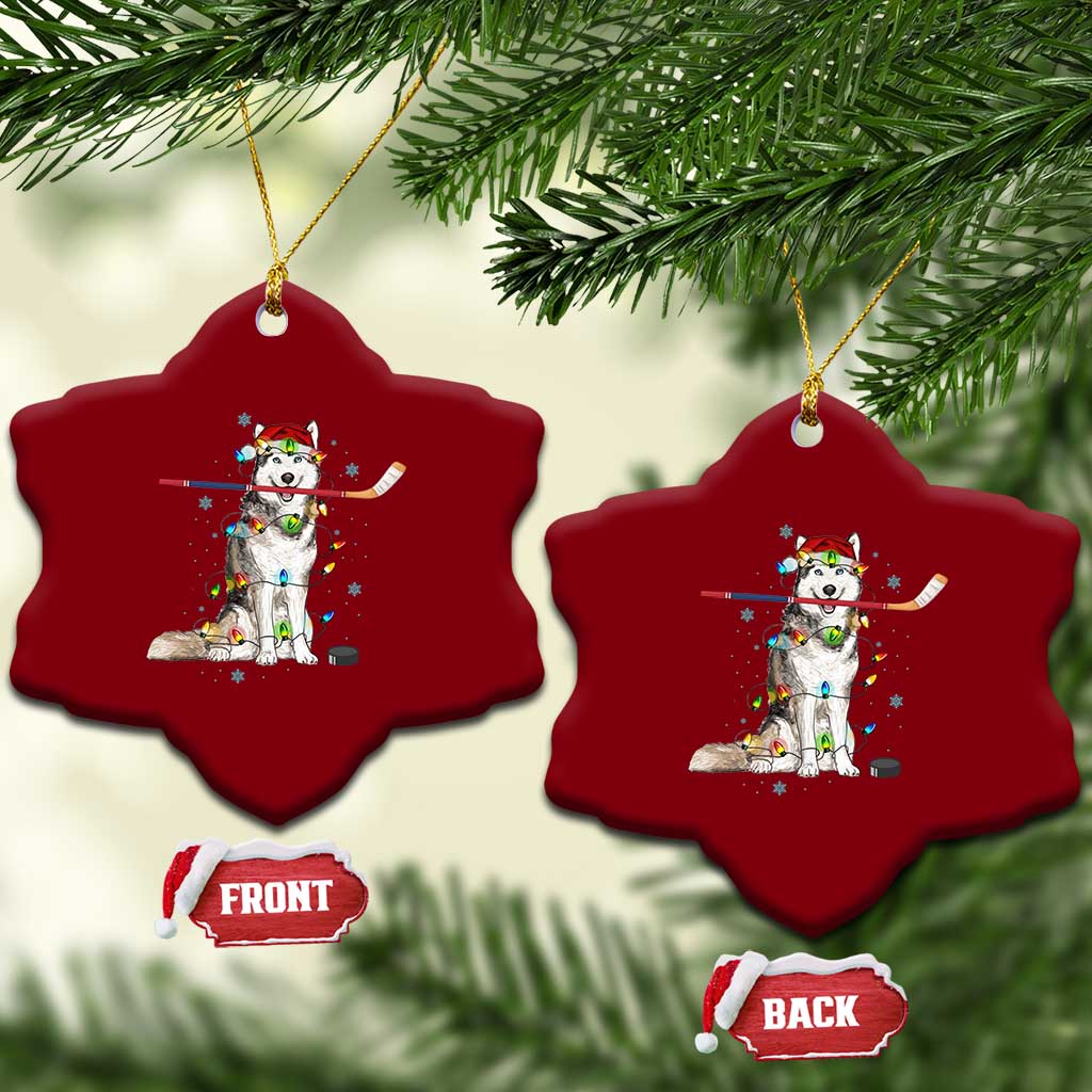 Funny Christmas Husky Ice Hockey Player Holiday Gift Ceramic Ornament TS12 Print Your Wear