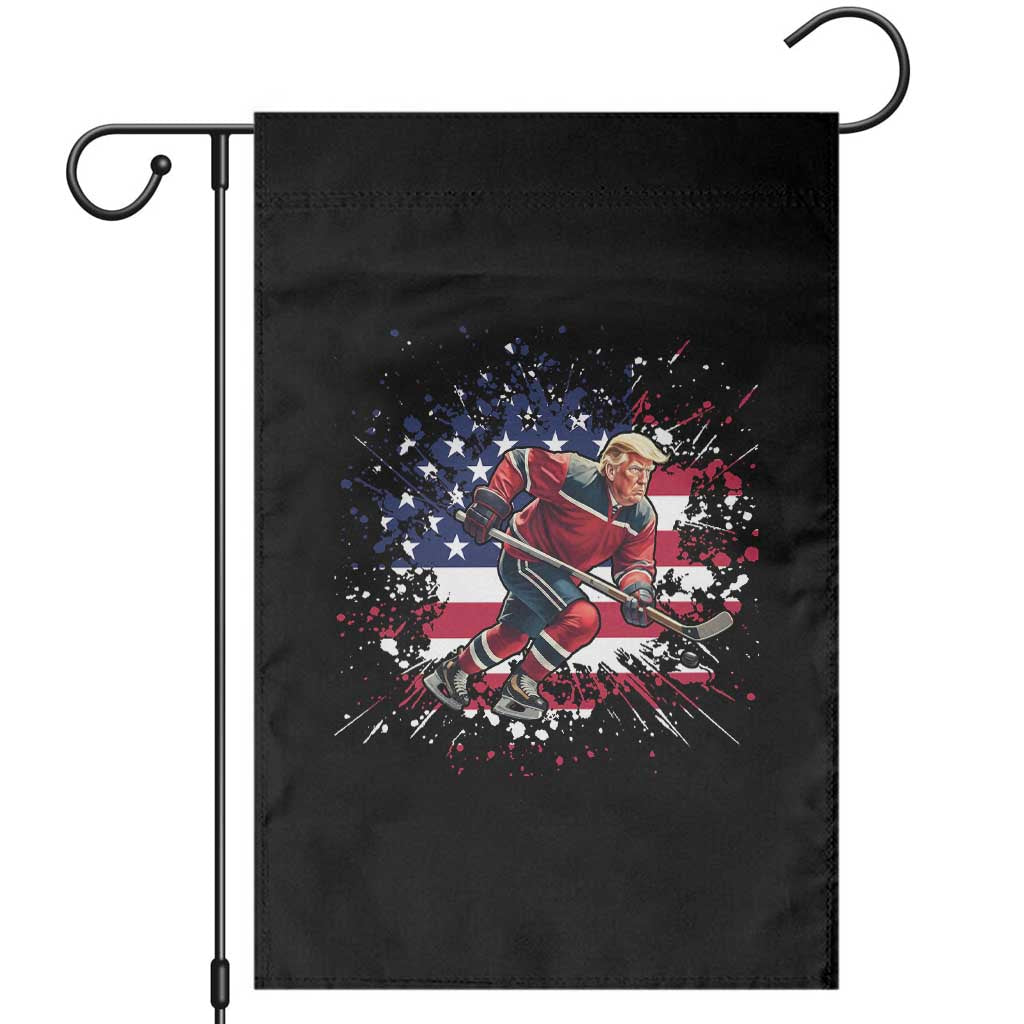 Funny Trump Playing Ice Hockey Garden Flag Funny Patriotic Gift TS12 Black Print Your Wear