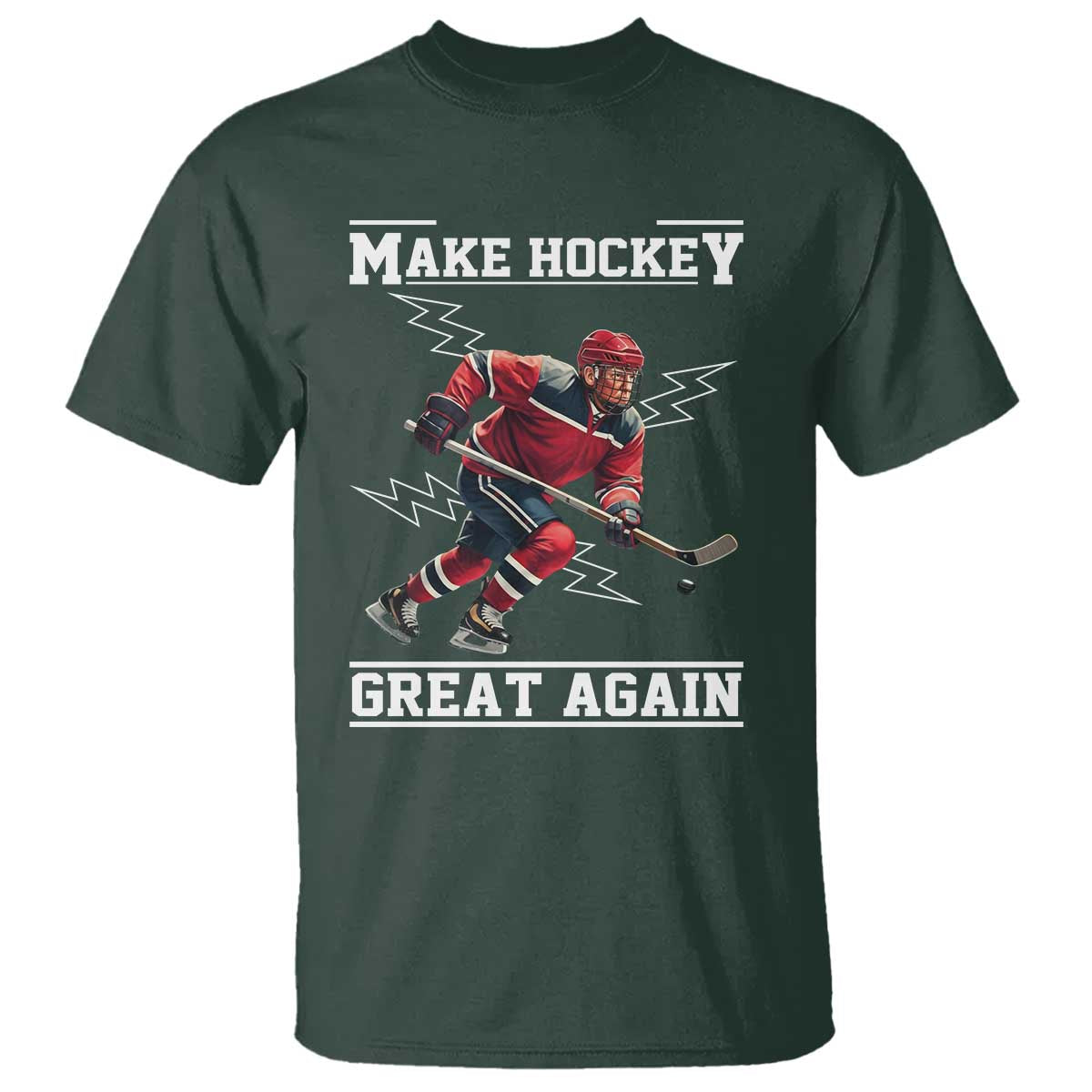 Funny Trump Ice Hockey Player T Shirt Make Hockey Great Again TS12 Dark Forest Green Print Your Wear