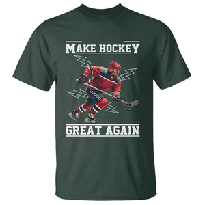 Funny Trump Ice Hockey Player T Shirt Make Hockey Great Again TS12 Dark Forest Green Print Your Wear
