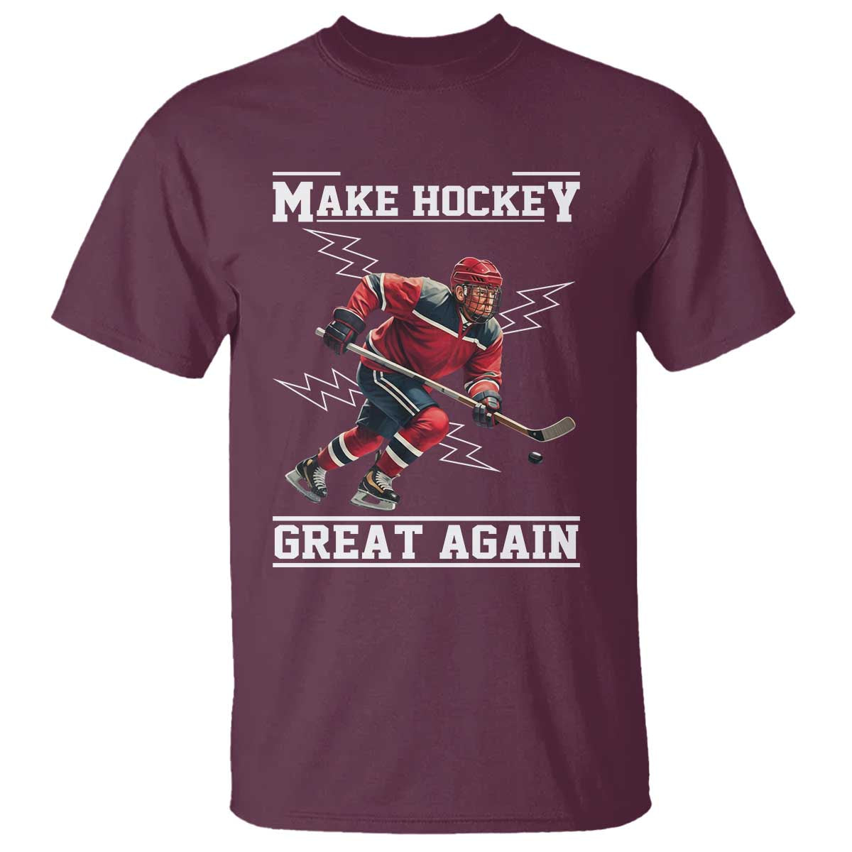 Funny Trump Ice Hockey Player T Shirt Make Hockey Great Again TS12 Maroon Print Your Wear
