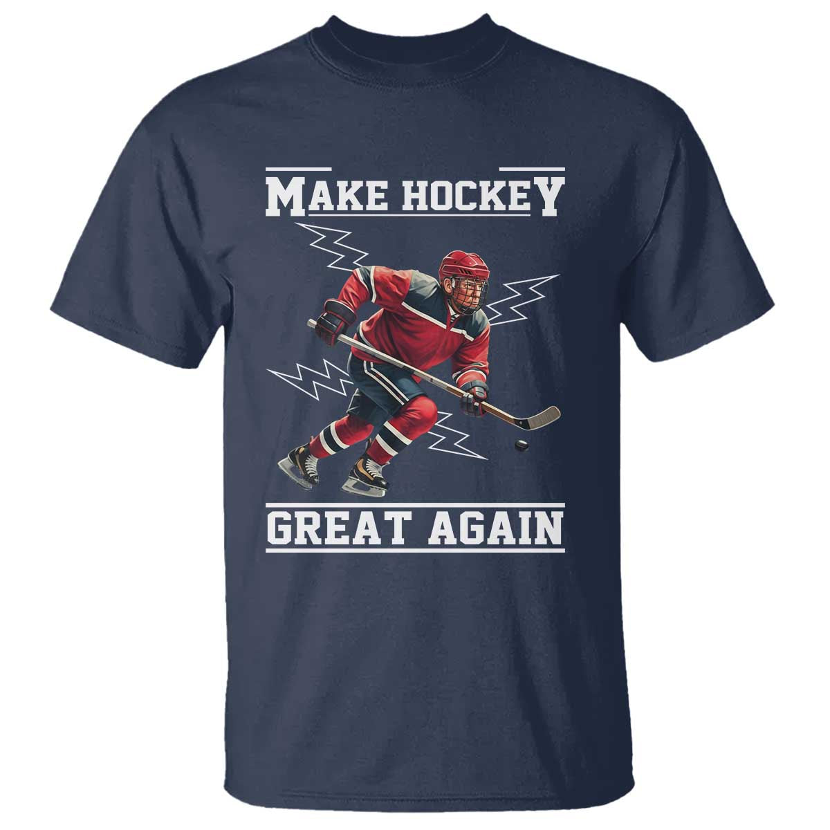 Funny Trump Ice Hockey Player T Shirt Make Hockey Great Again TS12 Navy Print Your Wear