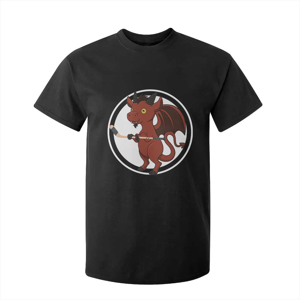 Funny Cryptid Sports Gift T Shirt For Kid Jersey Devil Playing Ice Hockey TS12 Black Print Your Wear