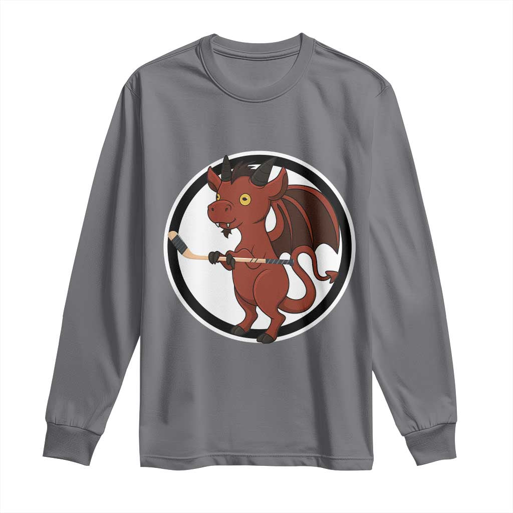 Funny Cryptid Sports Gift Long Sleeve Shirt Jersey Devil Playing Ice Hockey TS12 Charcoal Print Your Wear