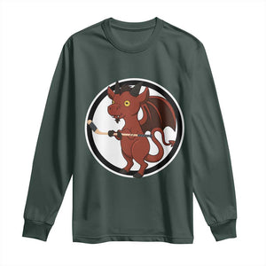 Funny Cryptid Sports Gift Long Sleeve Shirt Jersey Devil Playing Ice Hockey TS12 Dark Forest Green Print Your Wear
