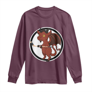 Funny Cryptid Sports Gift Long Sleeve Shirt Jersey Devil Playing Ice Hockey TS12 Maroon Print Your Wear