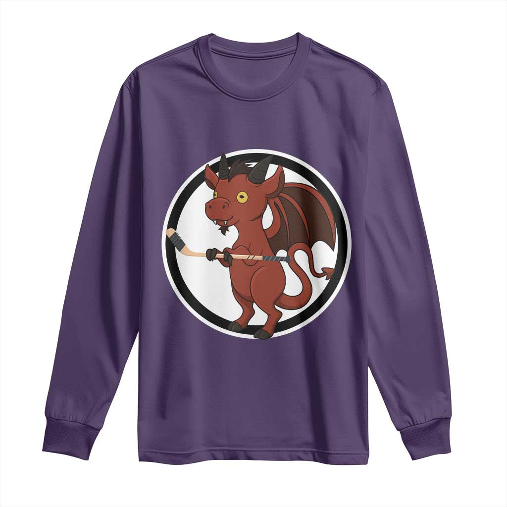 Funny Cryptid Sports Gift Long Sleeve Shirt Jersey Devil Playing Ice Hockey TS12 Purple Print Your Wear
