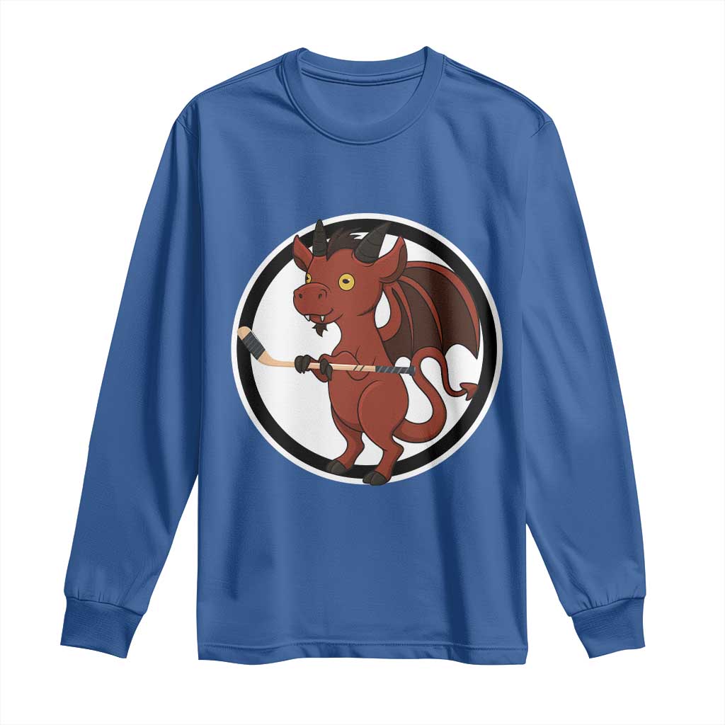 Funny Cryptid Sports Gift Long Sleeve Shirt Jersey Devil Playing Ice Hockey TS12 Royal Blue Print Your Wear