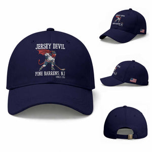 Pine Barrens New Jersey Devil Baseball Cap Gothic Horror Ice Hockey Gift TS12 Baseball Cap Universal Fit Dark Blue Print Your Wear