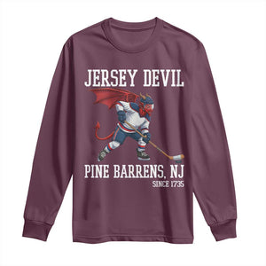 Pine Barrens New Jersey Devil Long Sleeve Shirt Gothic Horror Ice Hockey Gift TS12 Maroon Print Your Wear