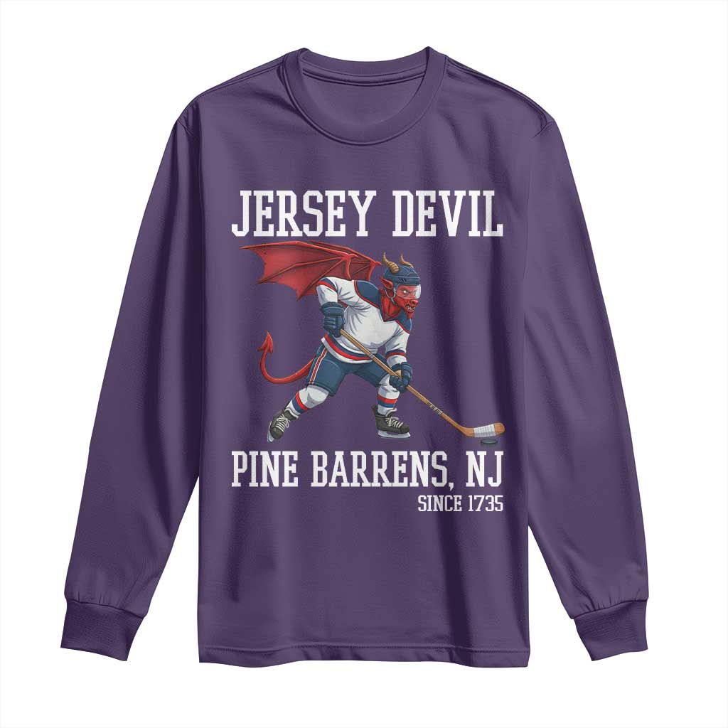 Pine Barrens New Jersey Devil Long Sleeve Shirt Gothic Horror Ice Hockey Gift TS12 Purple Print Your Wear