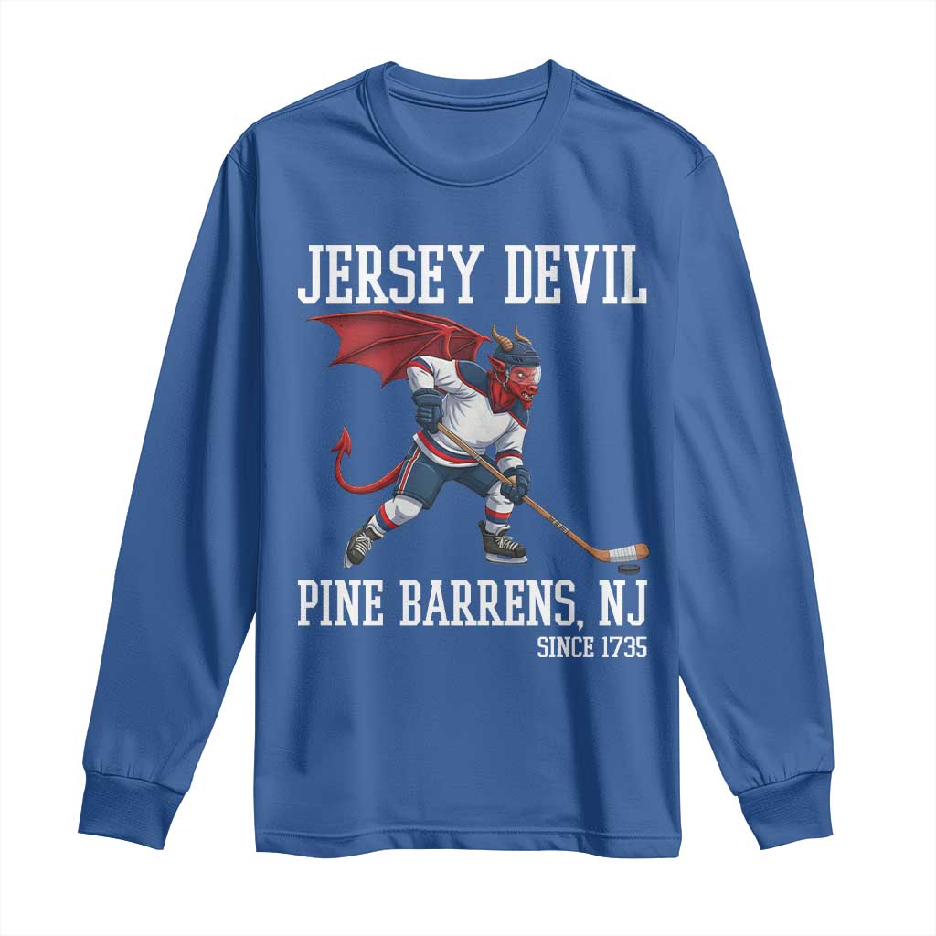 Pine Barrens New Jersey Devil Long Sleeve Shirt Gothic Horror Ice Hockey Gift TS12 Royal Blue Print Your Wear