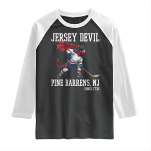 Pine Barrens New Jersey Devil Raglan Shirt Gothic Horror Ice Hockey Gift TS12 Black White Print Your Wear