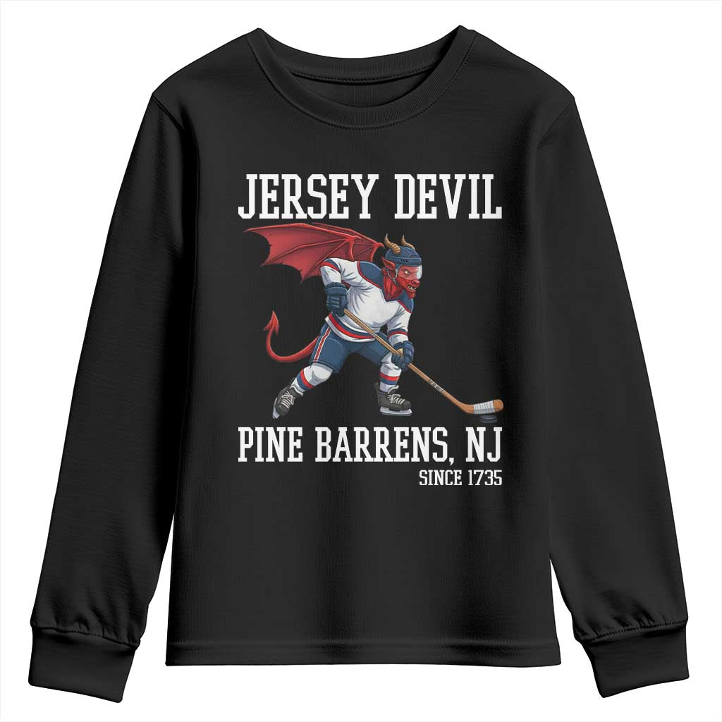 Pine Barrens New Jersey Devil Youth Sweatshirt Gothic Horror Ice Hockey Gift TS12 Black Print Your Wear