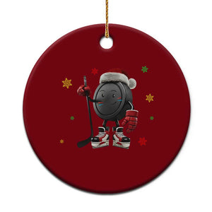Funny Ice Hockey Holiday Gift Ceramic Ornament Cute Puck Wearing Santa Hat TS12 1pc Red Print Your Wear