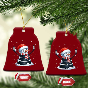 Hockey Puck Snowman Ceramic Ornament Funny Holiday Christmas Gift TS12 Print Your Wear