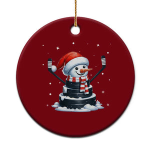Hockey Puck Snowman Ceramic Ornament Funny Holiday Christmas Gift TS12 1pc Red Print Your Wear
