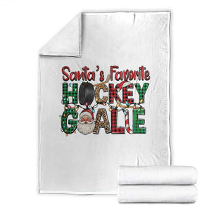 Santa Favorite Hockey Goalie Throw Blanket Funny Christmas Gift TS12 White Print Your Wear