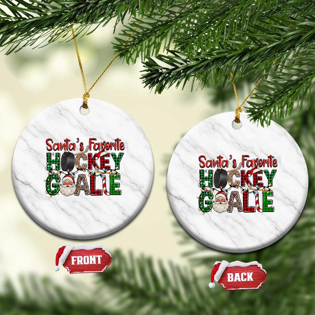Santa Favorite Hockey Goalie Ceramic Ornament Funny Christmas Gift TS12 1pc White Marble Print Your Wear