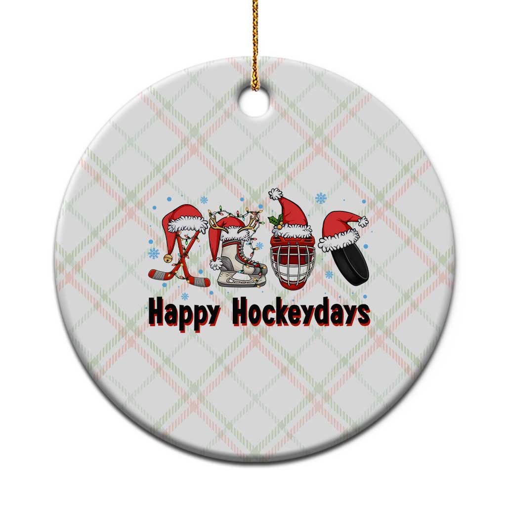 Happy Hockeydays Ceramic Ornament Funny Christmas Ice Hockey Gift TS12 1pc Christmas Plaid Print Your Wear
