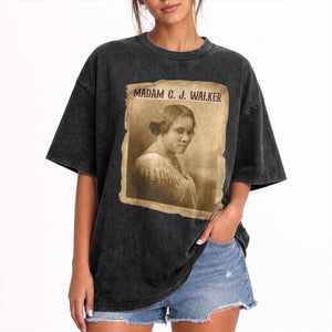 Madam CJ Walker Washed Cotton T-Shirt Female Empowerment History Gift