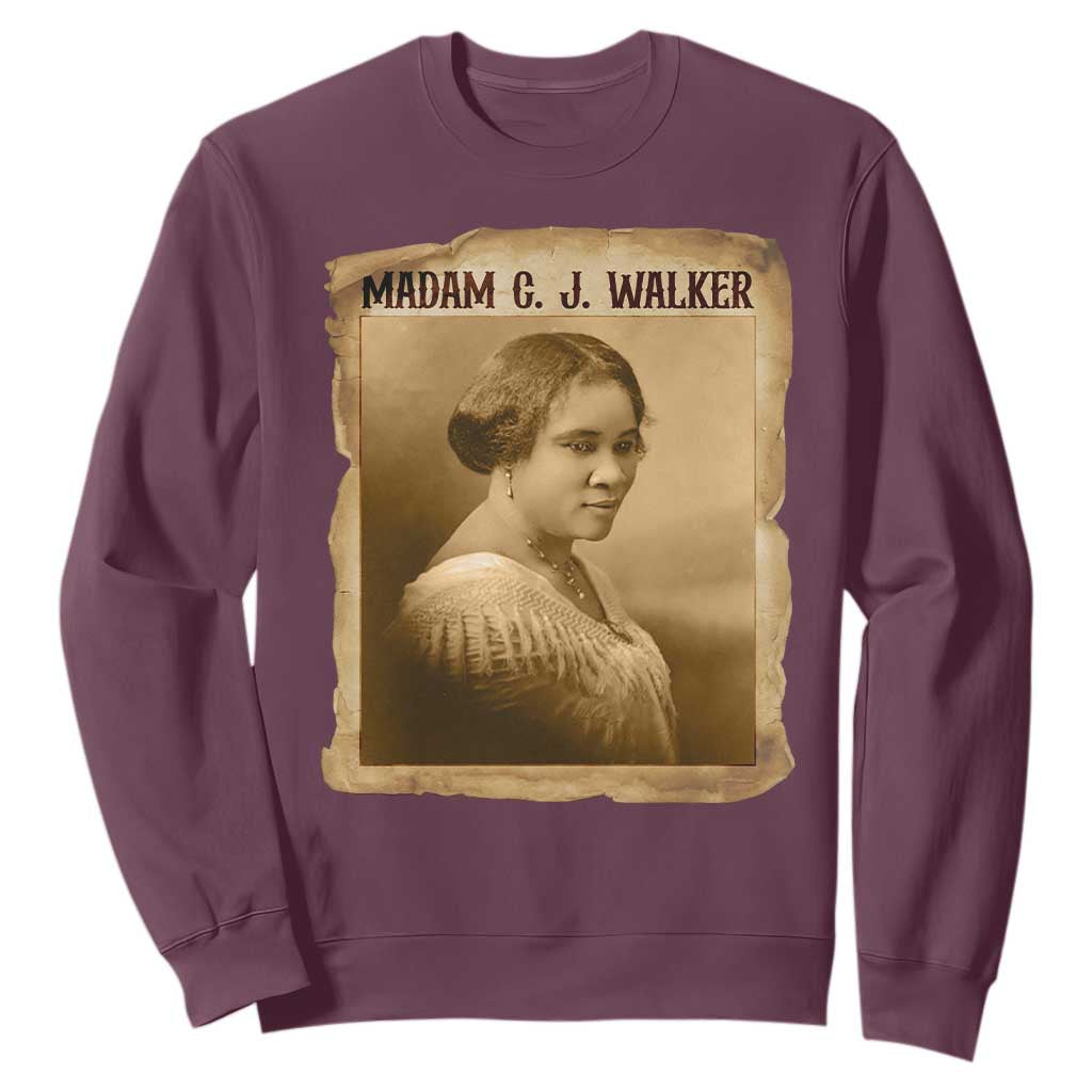 Madam CJ Walker Sweatshirt Female Empowerment History Gift TS12 Maroon Print Your Wear