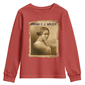Madam CJ Walker Youth Sweatshirt Female Empowerment History Gift TS12 Red Print Your Wear