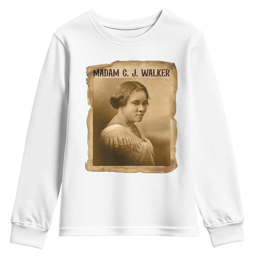 Madam CJ Walker Youth Sweatshirt Female Empowerment History Gift TS12 White Print Your Wear
