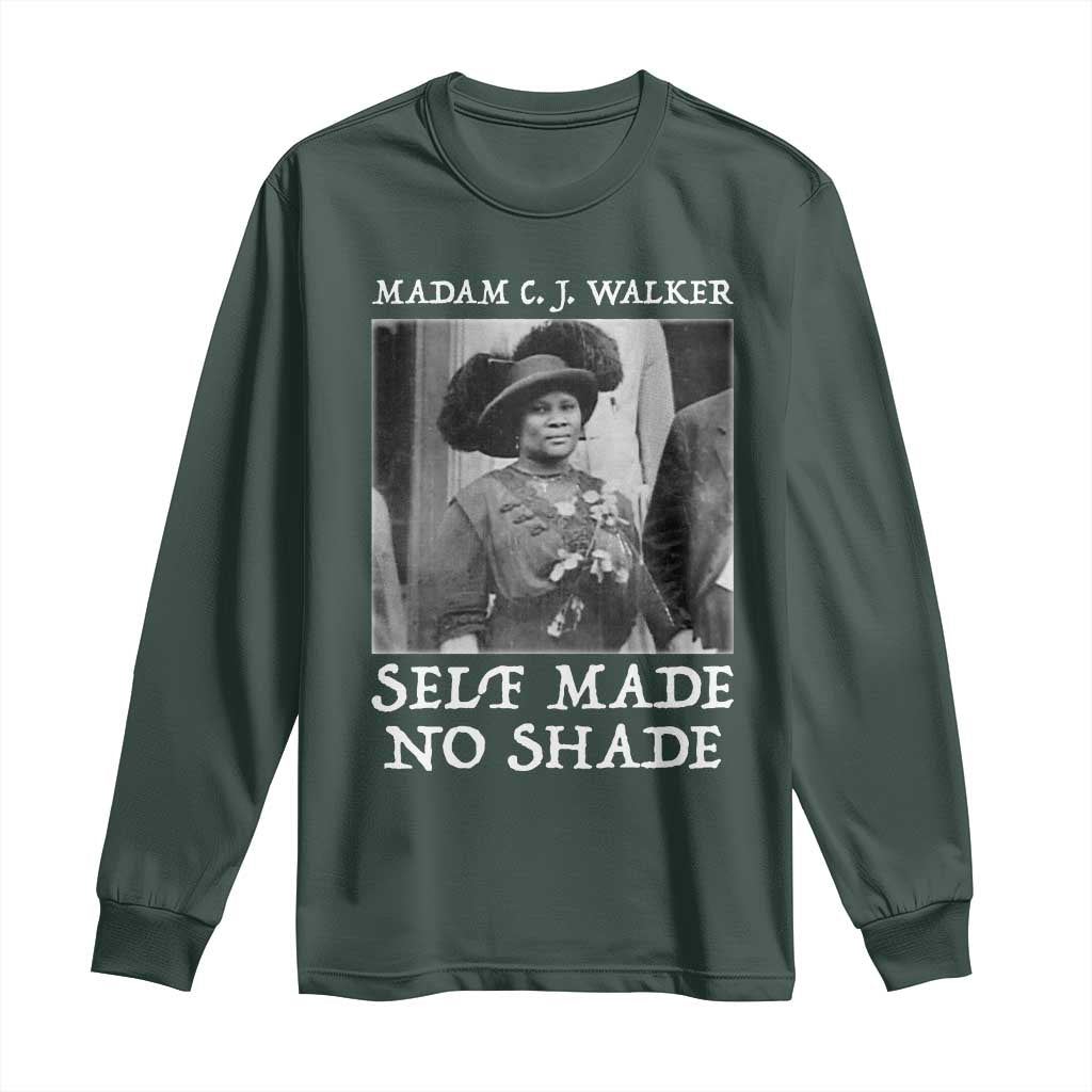 Madam CJ Walker Long Sleeve Shirt Self Made No Shade Female Empowerment TS12 Dark Forest Green Print Your Wear