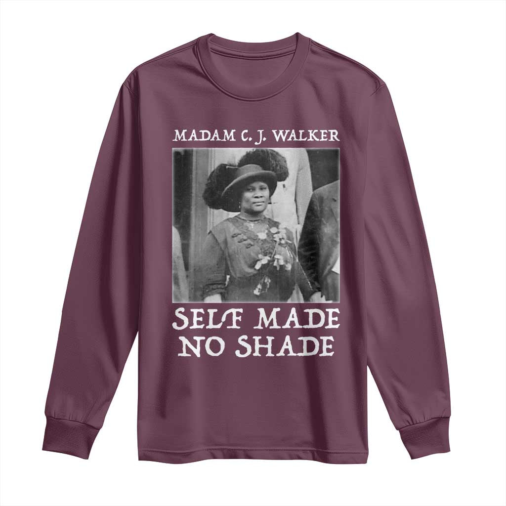 Madam CJ Walker Long Sleeve Shirt Self Made No Shade Female Empowerment TS12 Maroon Print Your Wear