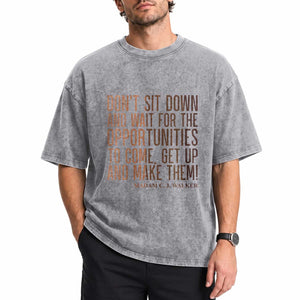 Madam CJ Walker Quote Washed Cotton T-Shirt Get Up And Make Opportunities