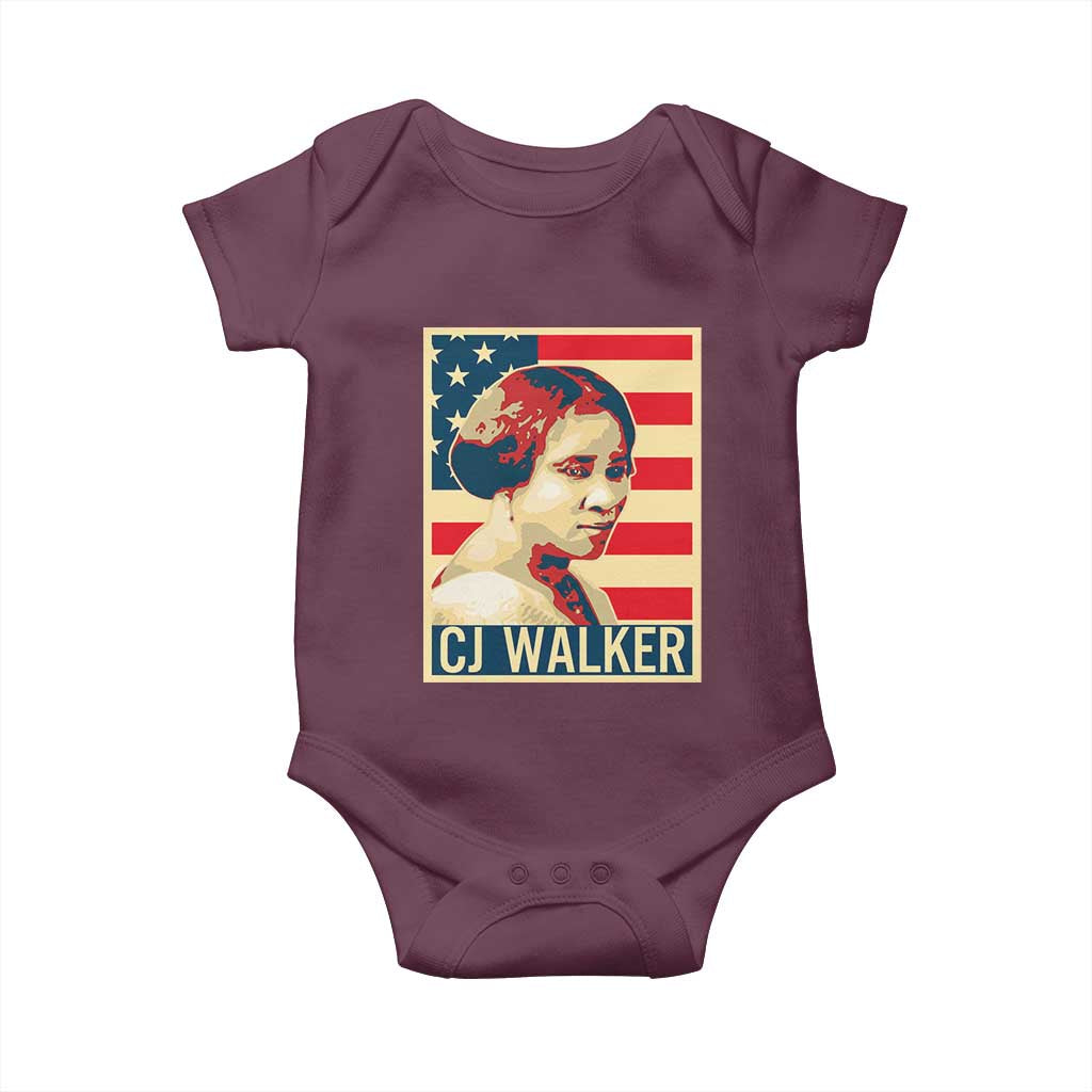 Madam CJ Walker Patriotic Baby Onesie Black History Month Gift TS12 Maroon Print Your Wear