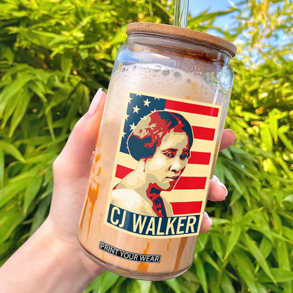Madam CJ Walker Patriotic Glass Can Black History Month Gift TS12 Black Print Your Wear