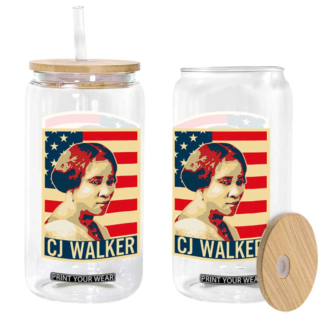 Madam CJ Walker Patriotic Glass Can Black History Month Gift TS12 Print Your Wear