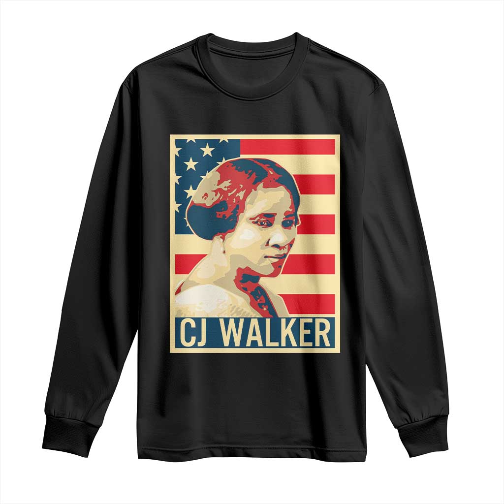 Madam CJ Walker Patriotic Long Sleeve Shirt Black History Month Gift TS12 Black Print Your Wear