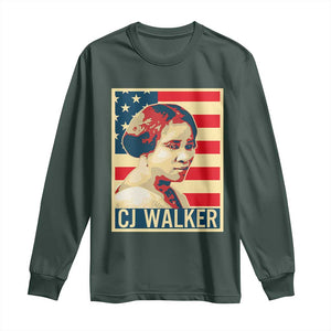 Madam CJ Walker Patriotic Long Sleeve Shirt Black History Month Gift TS12 Dark Forest Green Print Your Wear