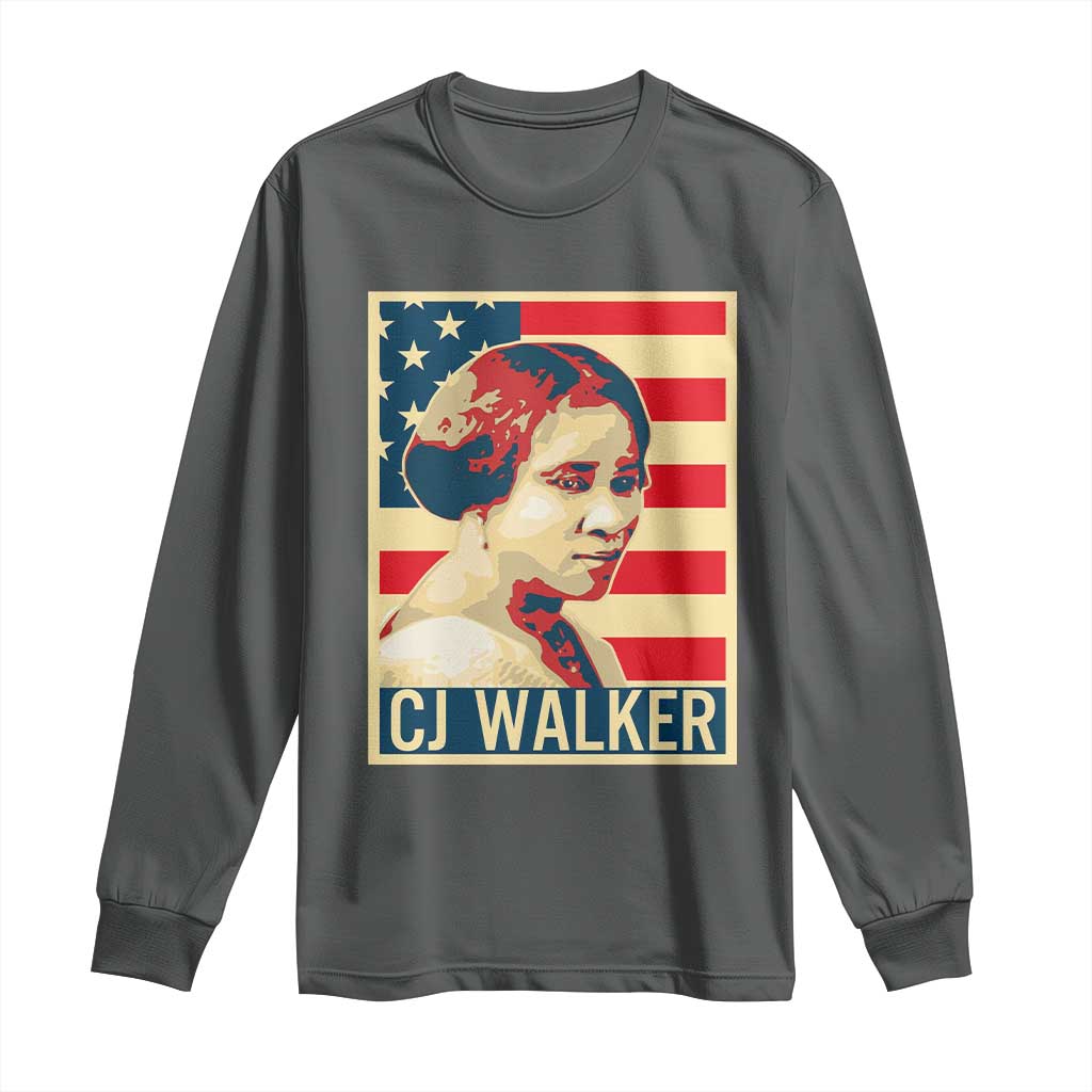 Madam CJ Walker Patriotic Long Sleeve Shirt Black History Month Gift TS12 Dark Heather Print Your Wear
