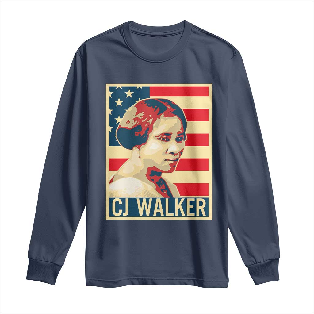 Madam CJ Walker Patriotic Long Sleeve Shirt Black History Month Gift TS12 Navy Print Your Wear