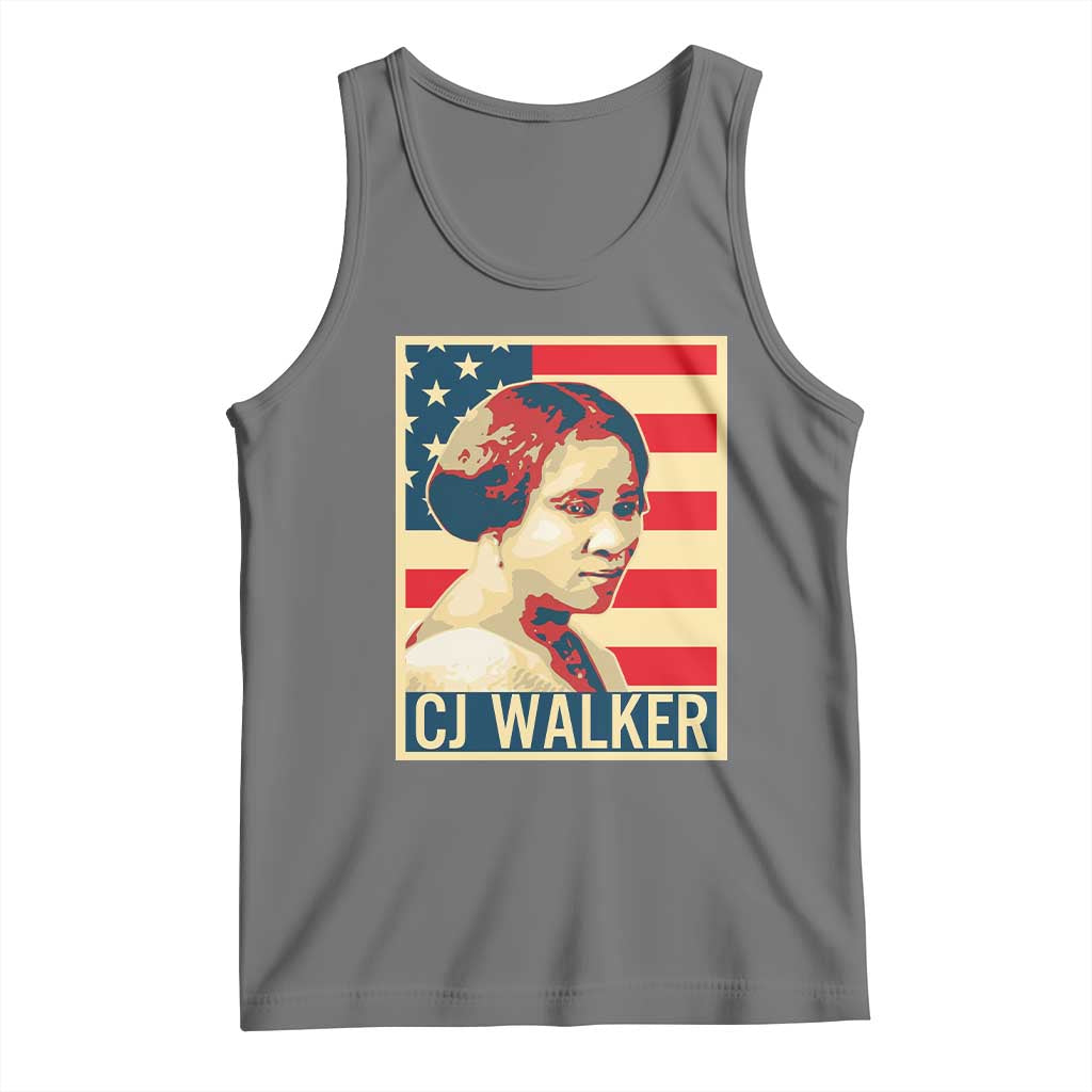 Madam CJ Walker Patriotic Tank Top Black History Month Gift TS12 Black Heather Print Your Wear