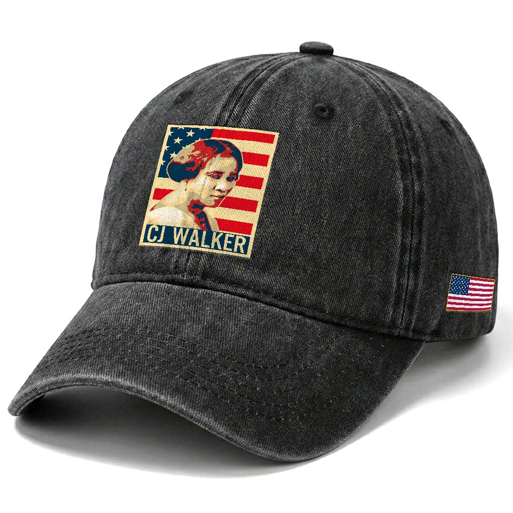 Madam CJ Walker Patriotic Washed Cotton Baseball Cap Black History Month Gift TS12 Print Your Wear