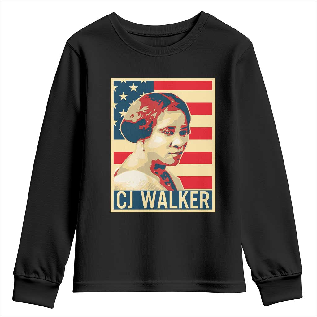Madam CJ Walker Patriotic Youth Sweatshirt Black History Month Gift TS12 Black Print Your Wear