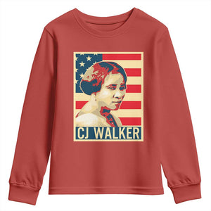 Madam CJ Walker Patriotic Youth Sweatshirt Black History Month Gift TS12 Red Print Your Wear