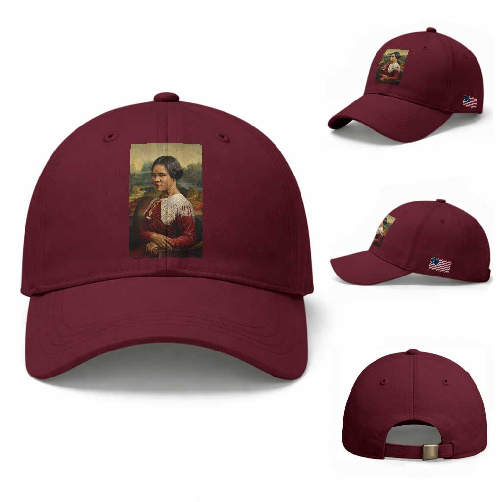 Madam CJ Walker Mona Lisa Baseball Cap Black History Month Gift TS12 Baseball Cap Universal Fit Maroon Print Your Wear