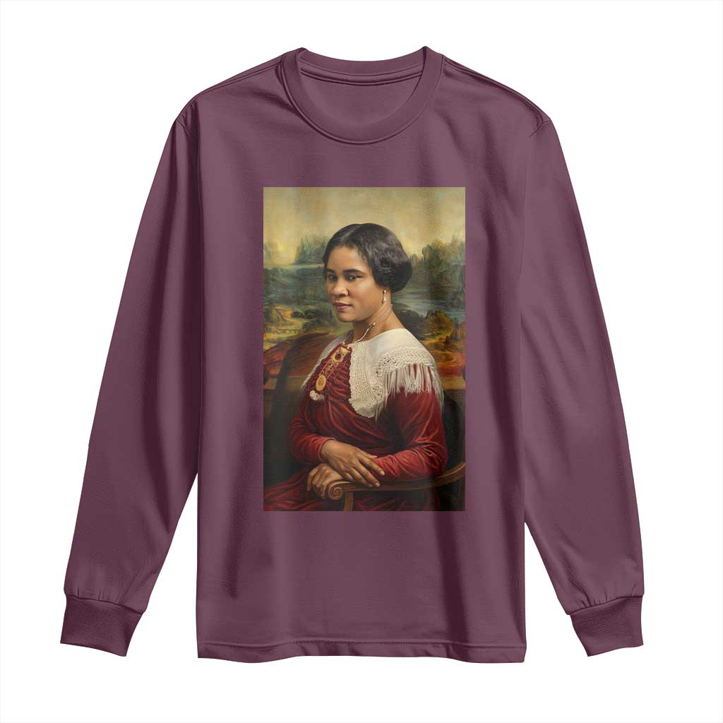 Madam CJ Walker Mona Lisa Long Sleeve Shirt Black History Month Gift TS12 Maroon Print Your Wear